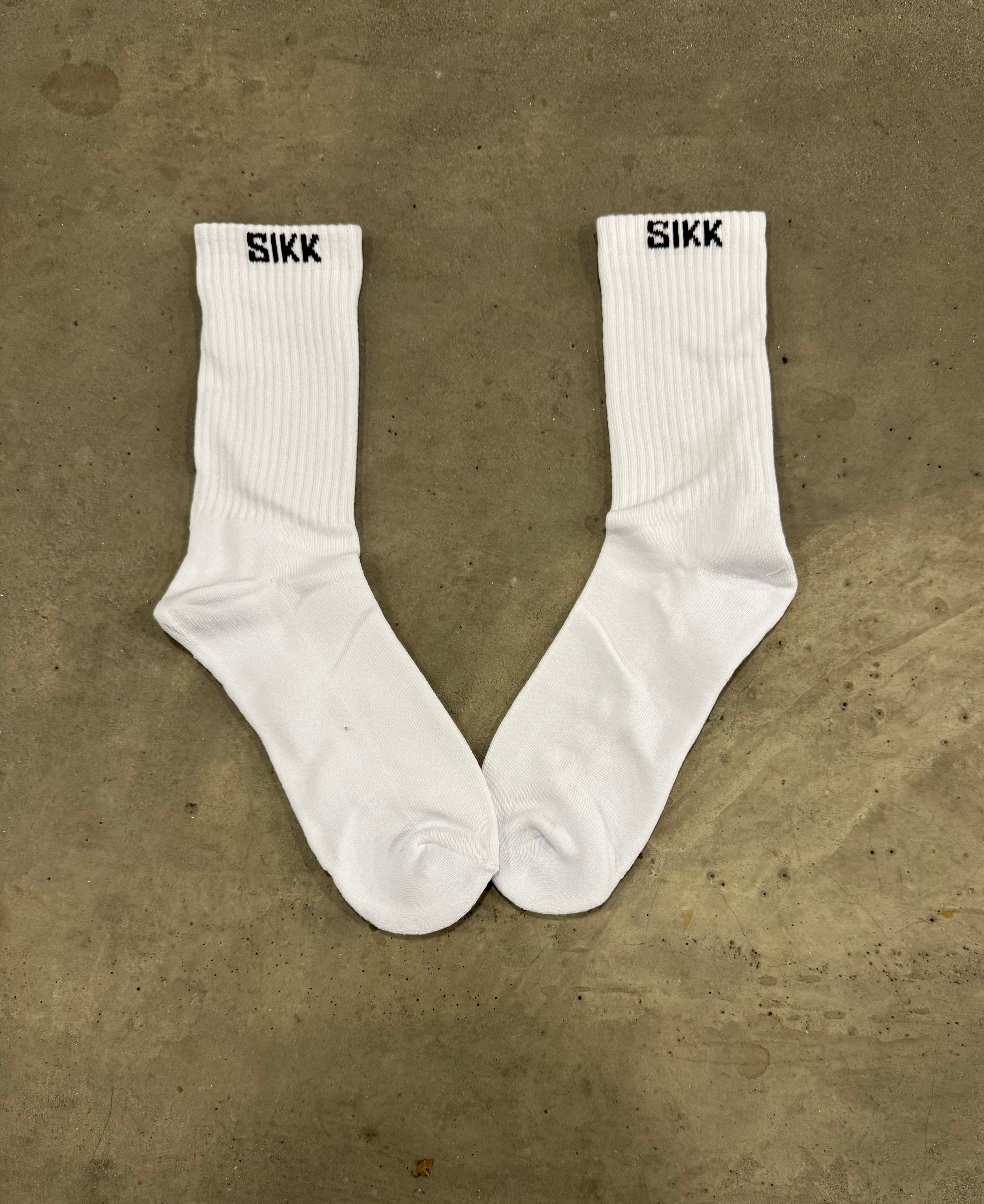 Sikk Crew White Socks